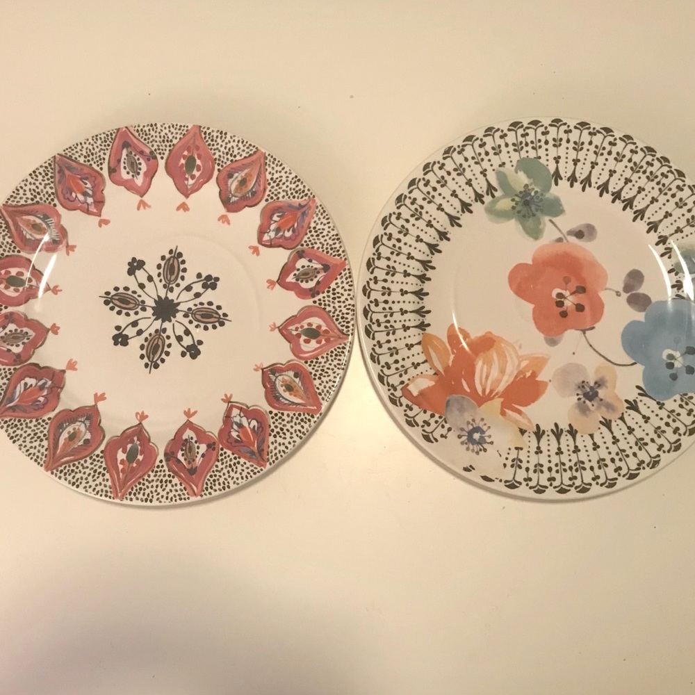 2 Anthropologie Large Dinner Plates